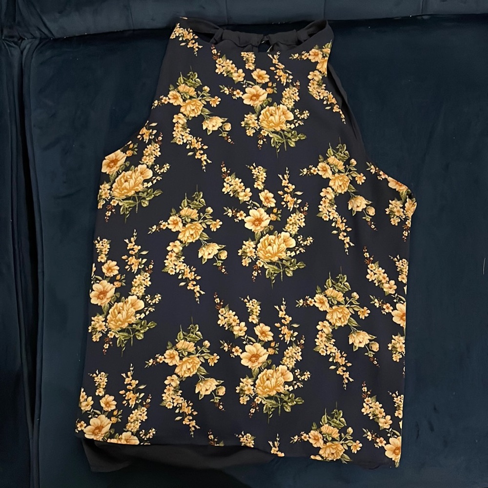 Navy blue floral blouse